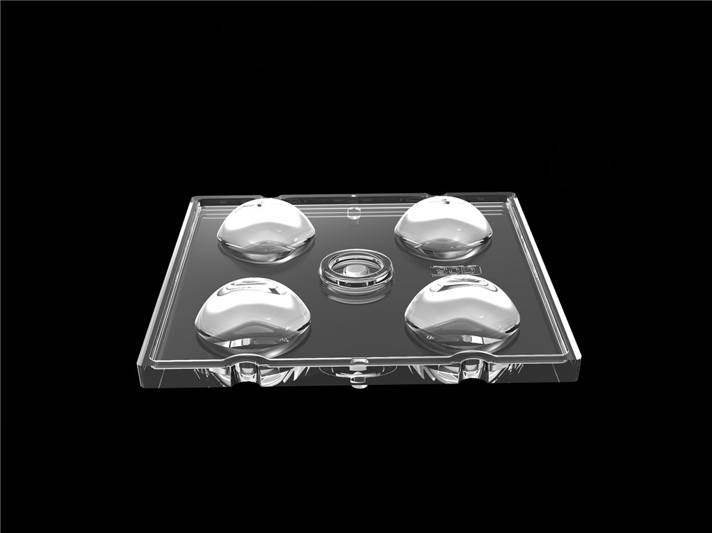 50*50mm 90 Grad 4 in 1 LED Licht Linsen PC Material für Hochwasserbeleuchtung SMD7070/ 5050/4*3030
