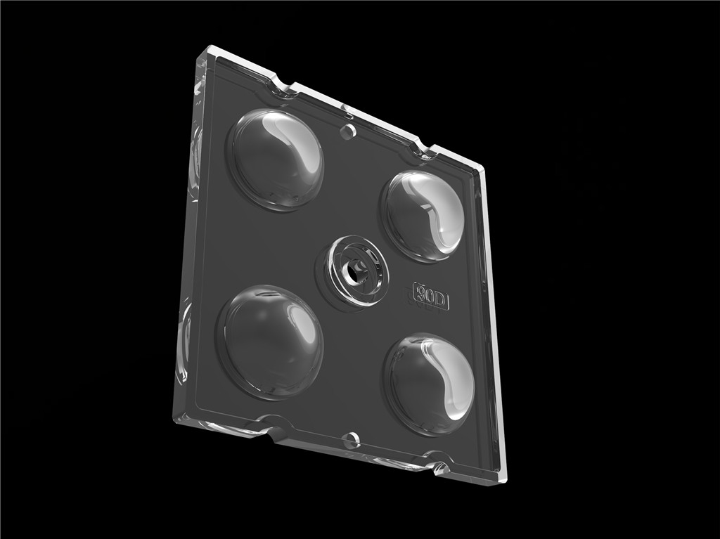 50*50mm 90 Grad 4 in 1 LED Licht Linsen PC Material für Hochwasserbeleuchtung SMD7070/ 5050/4*3030