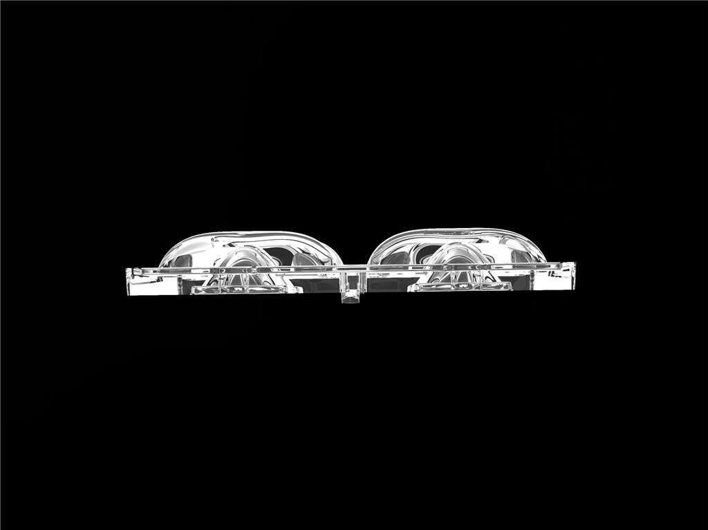 50*50mm TYPE2 Asymmetrische 4 in 1 LED-Lichtlinse PC-Material für Hochwasserbeleuchtung SMD7070/ 5050/4*30